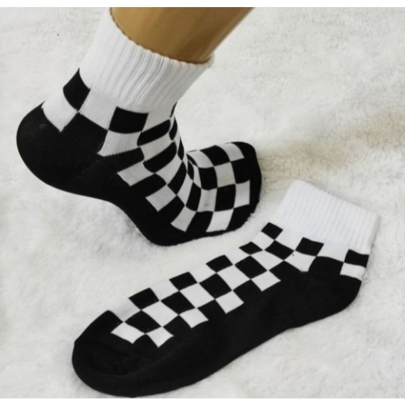 Kaos Kaki Spandek Motif Catur / Kaos Kaki Pendek / Kaos Kaki Semata Kaki