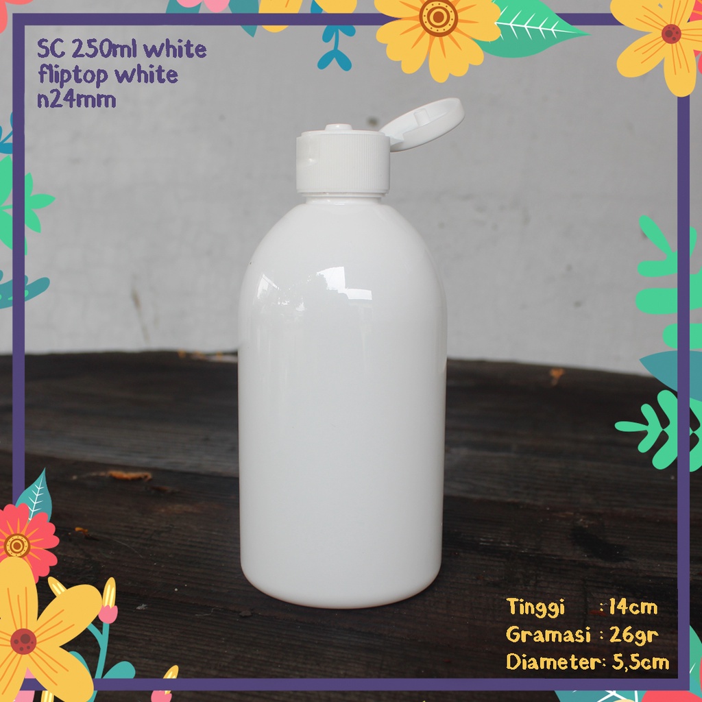 BOTOL PLASTIK SC 250ML OVAL PUTIH SUSU TUTUP FLIPTOP PUTIH SUSU KEMASAN KECANTIKAN HAND SANITIZER SA