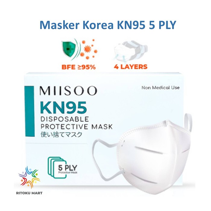MASKER MIISOO KN95 5ply 10 pcs - Masker Korea MIISOO KN95 5 ply model Korea