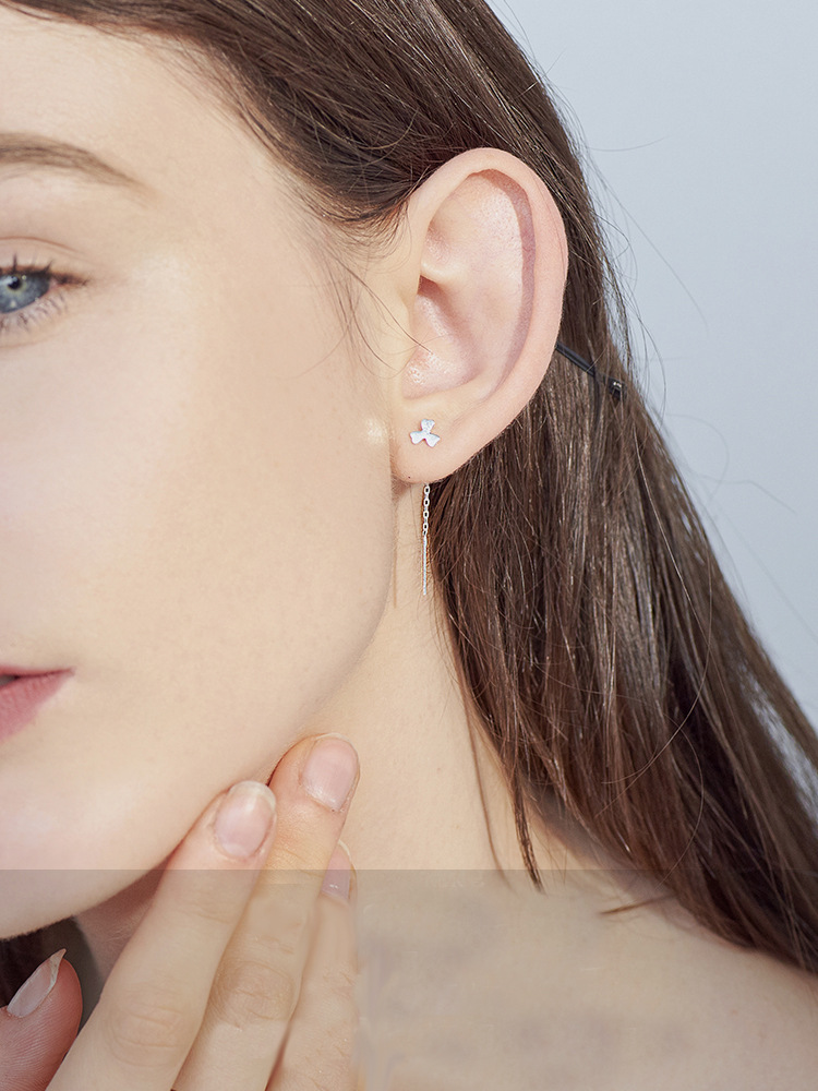 【SilverBaby】Italy Silver Earrings Anting wanita dengan berlian fashion perhiasan-1