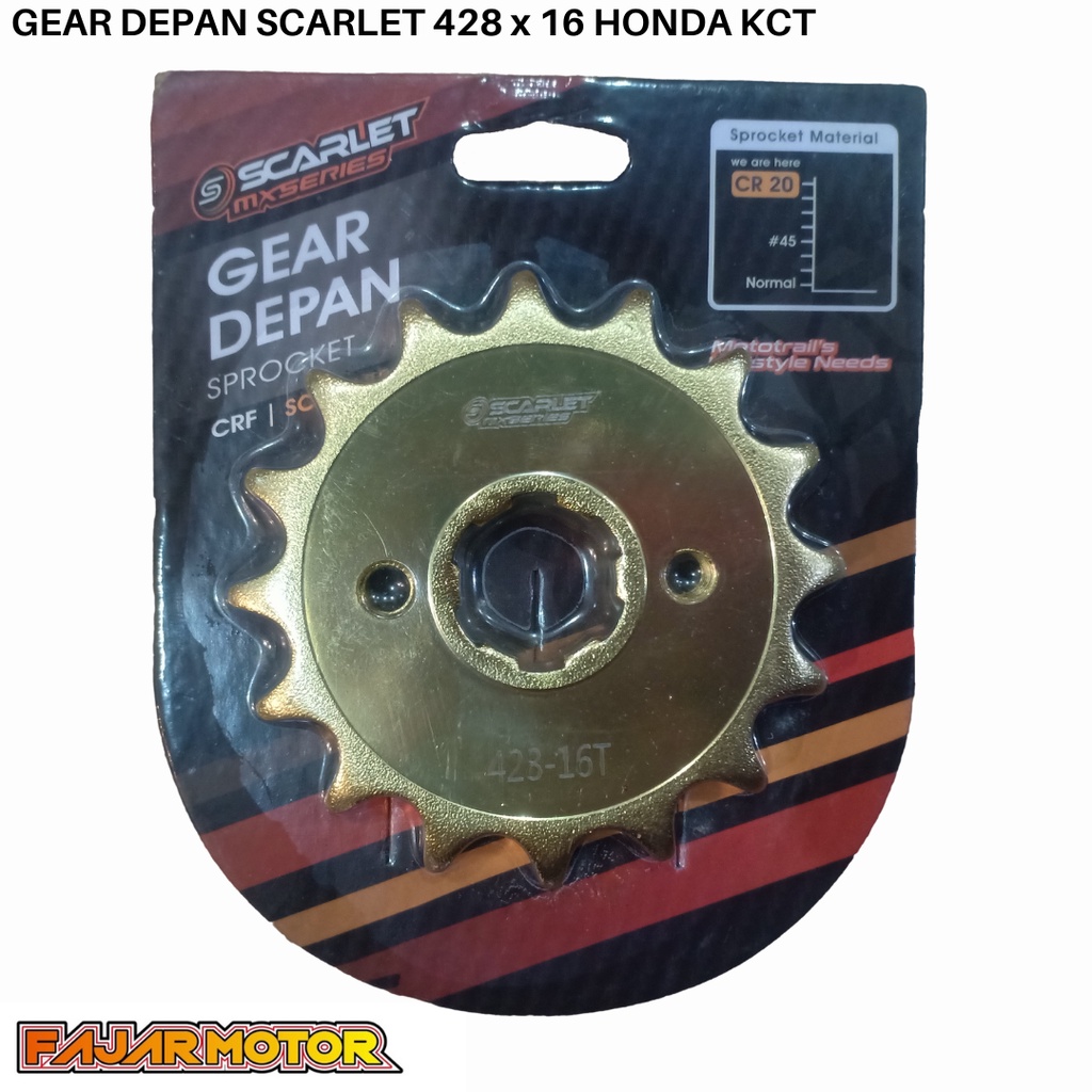 SSS GEAR GER DEPAN 428 520 JUPITER VIXION R15 MEGAPRO GL CB150R SUPRA SATRIA FU SMASH SHOGUN GIR FRONT SPROCKET-16SCARLET 428 KCTcb