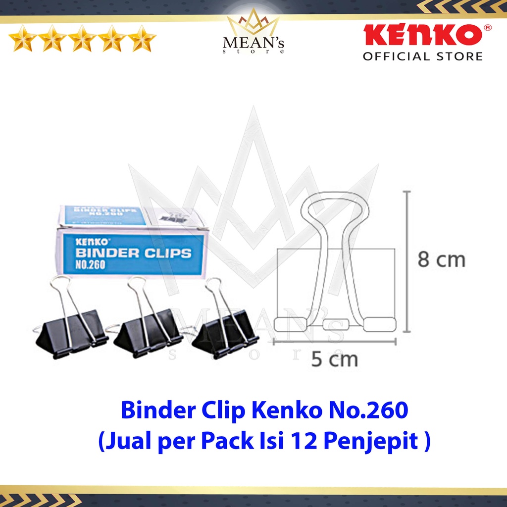 Binder Clip Kenko No.260 / Penjepit Kertas / Clip Hitam