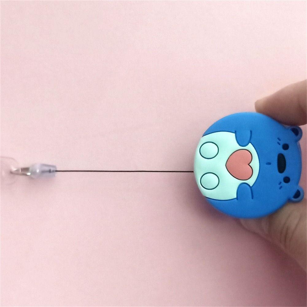 Mxbeauty Retractable Badge Reel Kantor Perlengkapan Sekolah Kunci Lanyard Kerja Kartu Klip Beruang Panda Name Card Holder