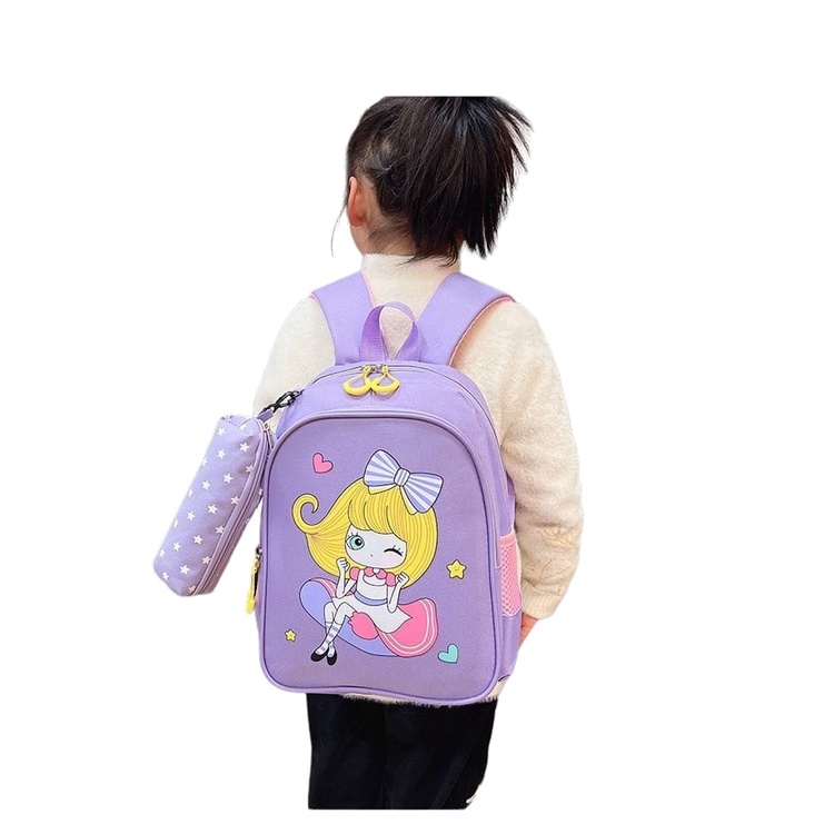 Rya.id - Tas Ransel Sekolah Anak Perempuan Princes Lucu Lagi Hits + Tempat Pensil Trend Backpack Anak Sekolah Ngaji Best Seller