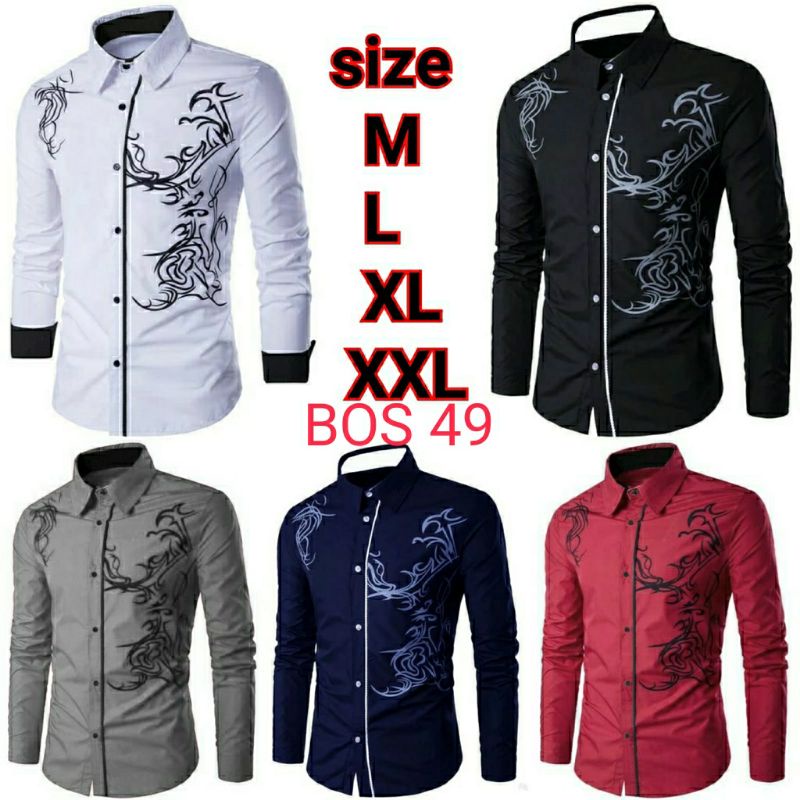 [BOS49] KEMEJA PRIA LENGAN PANJANG/ KEMEJA COWOK/ HEM MOTIF PANJANG/ HEM PRIA ELEGANT/ PAKAIAN PRIA/