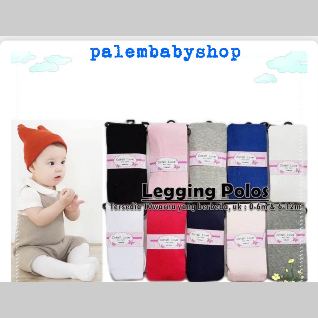 Catell love legging baby warna polos 0-6m &amp; 6-12m 116771