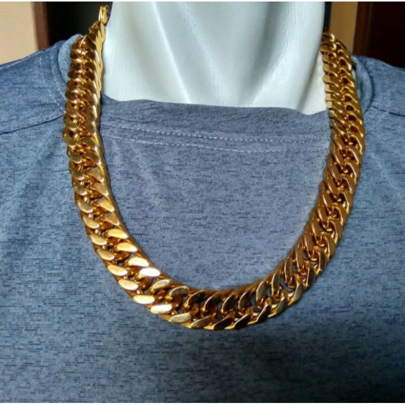 kalung pria rantai besar super big size titanium gold emas