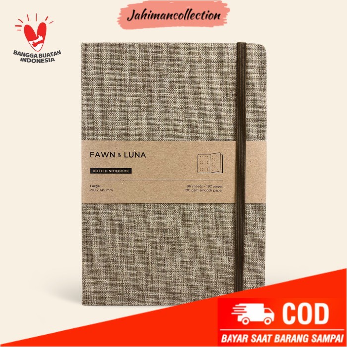 

✨ BISA COD ✨ A5 Notebook - Plain / Dotted Paper / Maple Brown Fabric - Plain