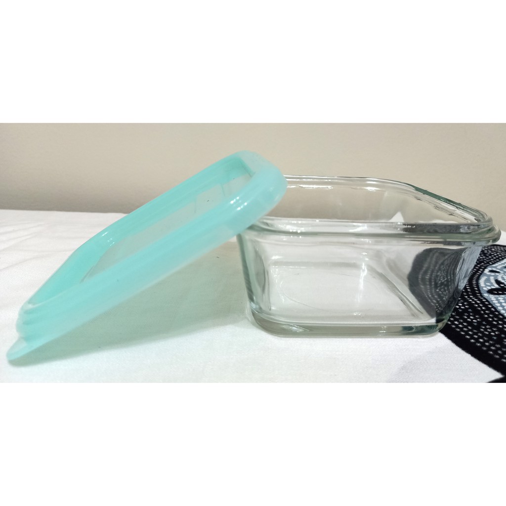 Mangkok Kaca Kotak Persegi + Tutup