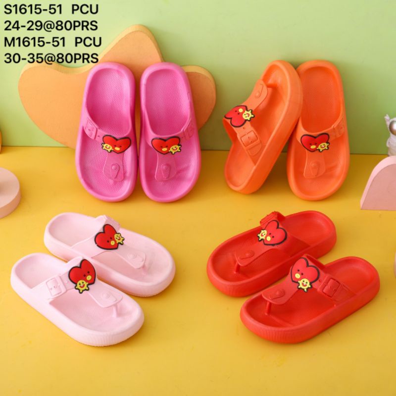 Sandal jepit karet anak perempuan import motif BT12 Trendy sandal karet anak perempuan jepit motif gesper pinggir dan bt12