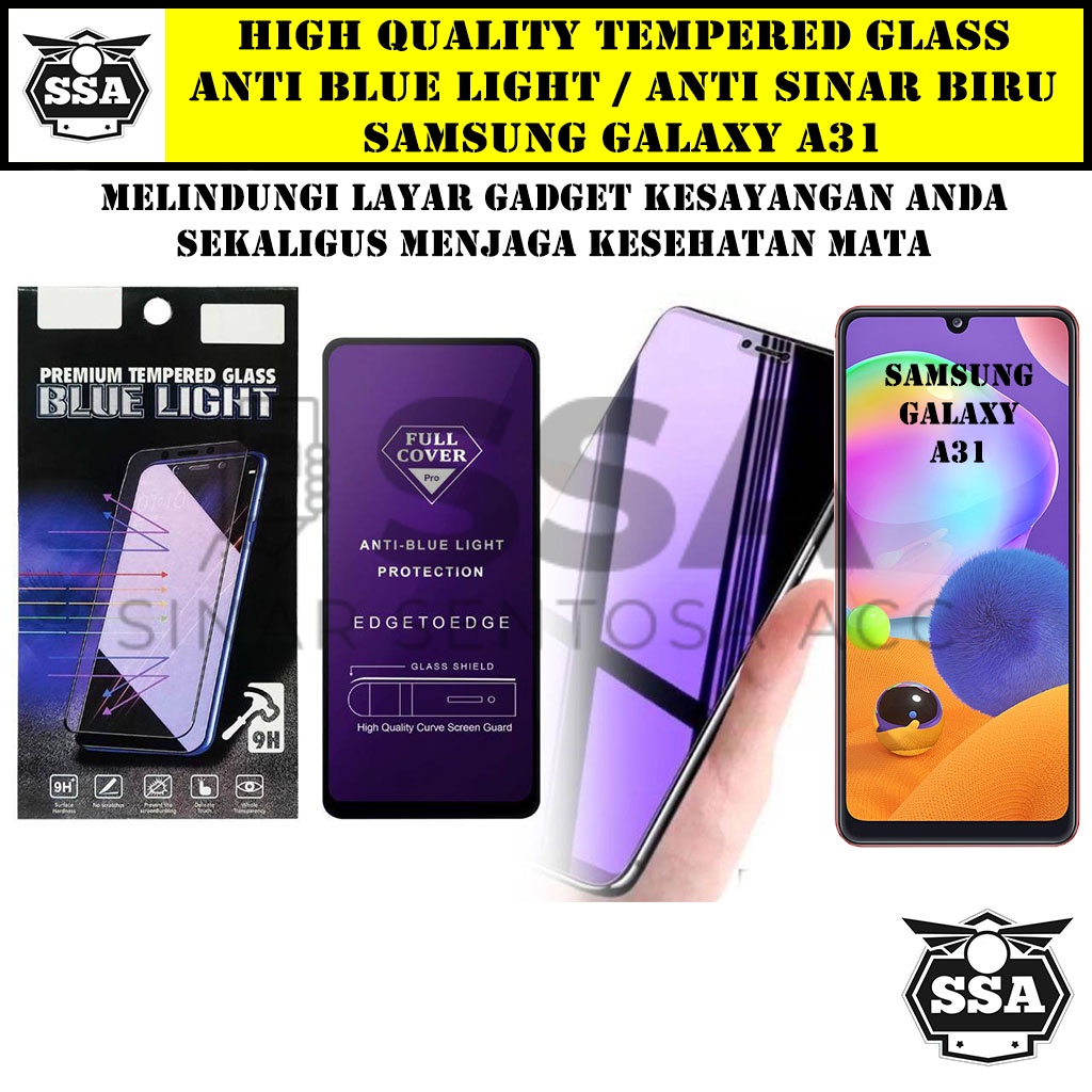 Tempered Glass Samsung Galaxy A31 Anti Blue Light Anti Sinar Biru A 31 Ori Original Hp Pelindung Layar Temper Anti Lecet Gores TG Murah Berkualitas