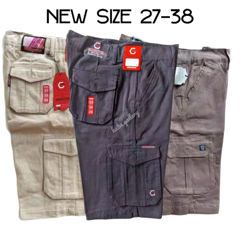 Celana Pendek Cargo Pria Chino Cargo PDL Bahan Cotton Combed Size 27 - 38