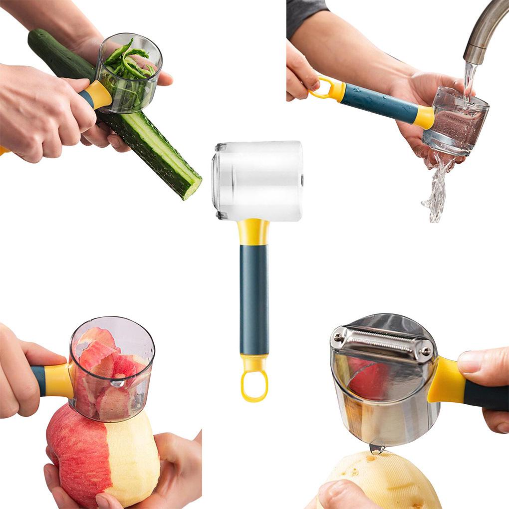 Collect Cup Peeler Stainless Steel Slicer Gadget Pengiris Dapur Dengan Kotak Penyimpanan Dengan Pegangan Peelers Aksesoris Kentang Buah