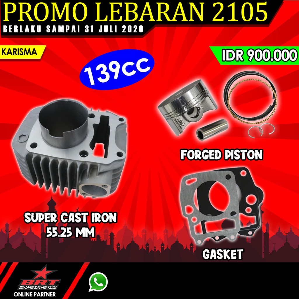Paket Bore Up 2105 BRT Blok Piston Karisma / Supra X 125 / Kirana 139cc KPH Shopee Indonesia