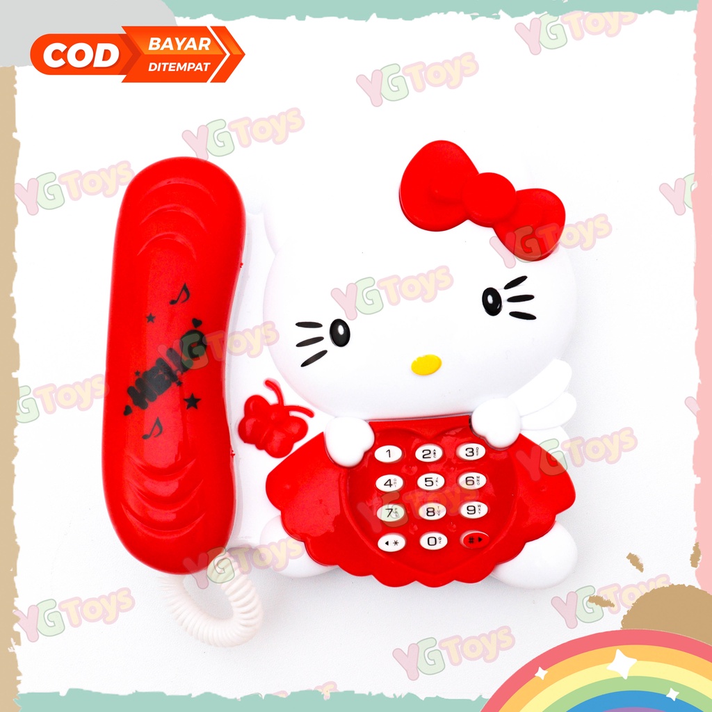 YGtoys Mainan Telepon Anak Perempuan Cewek Karakter Hello Kitty Mainan Musik Music Phone