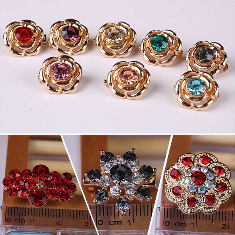 12pcs / set Bros Pin Bentuk Bunga Permen Aksen Zircon Gaya Korea Untuk Perhiasan