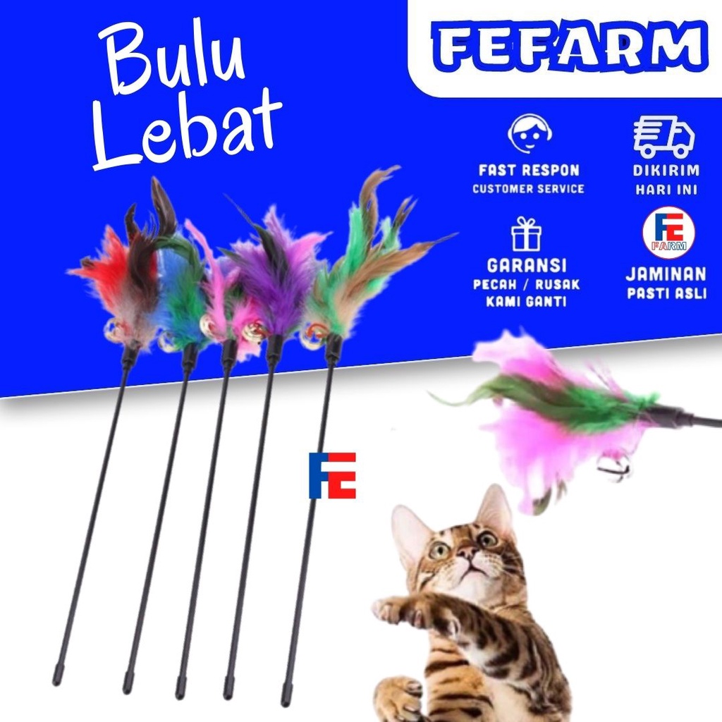 Mainan Lucu Kucing Tongkat Kucing Berbulu Warna Warni Berelatis dan Plastik Tebal Tongkat Kucing Lucu FEFARM