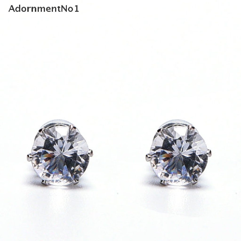 (AdornmentNo1) 1 Pasang Anting Tusuk Magnet Kristal Hitam / Bening Untuk Unisex / Pria / Wanita