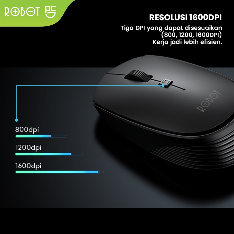 ROBOT Portable Mini Wireless Set Combo Keyboard and Mouse KM3100 Original Garansi 1 Tahun