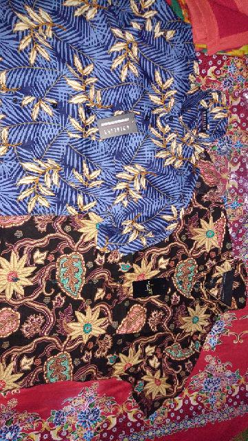 [gridline - R039] Kemeja Batik Pria Katun Lengan Pendek Regular Batik Hem Keren Biru