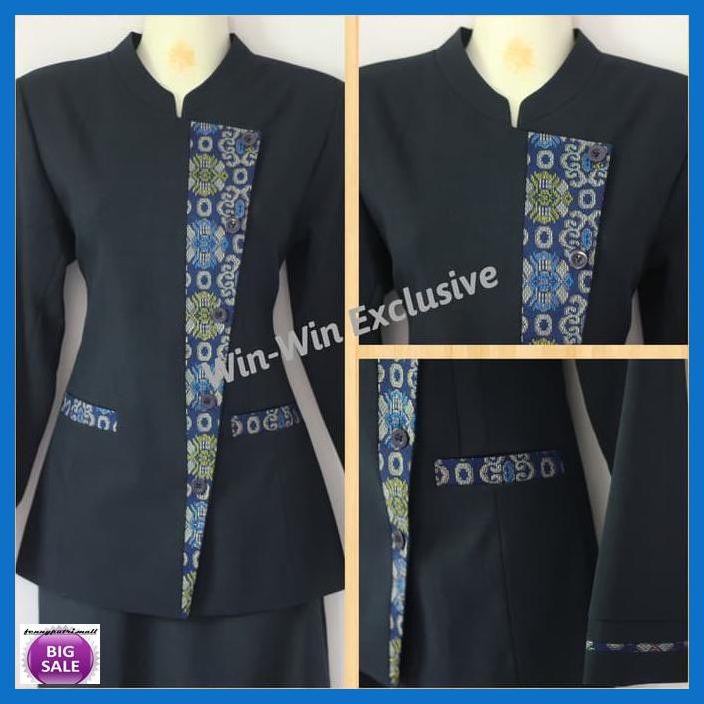 Setrok- Setelan Blazer Baju Kerja Kantor Wanita Biru Dongker -Fashion-Wanita.