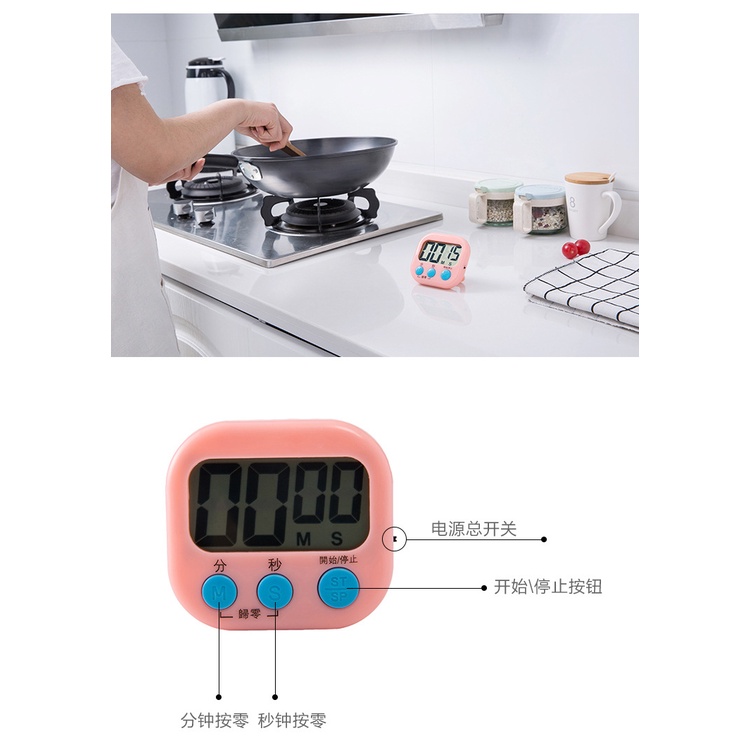 Digital Kitchen Timer + Baterai Masak Dapur Stopwatch Waktu / Pengatur Waktu Masak di Dapur Timer disertai Baterai