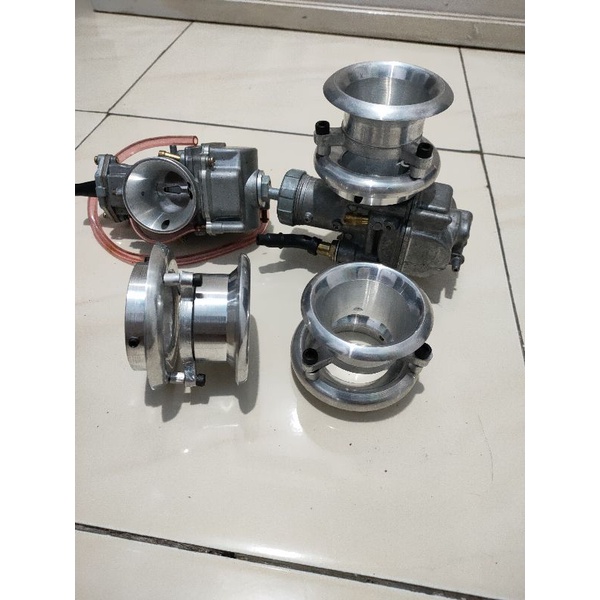 VELOCITY CORONG KARBURATOR TUMPUK 2 STAGE 32 /PWK 32/PWK 32 BAHAN ALUMUNIUM MODEL CNC ya