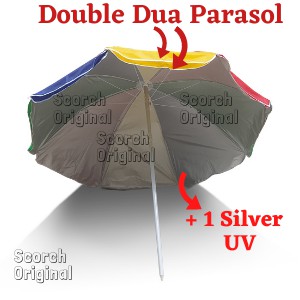 PAYUNG TENDA JUALAN TAMAN DOUBLE DUA LAPIS + 1 UV UK 50 inch=250cm