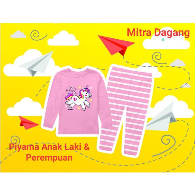 Baju Setelan Anak / Piyama Anak Lucu Motif Unicorn