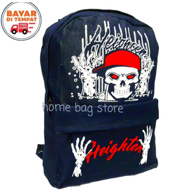 Tas Tengkorak Murah Bahan jeans Tas Ransel Tas Punggung Backpack Tas Distro Tas Ransel Pria