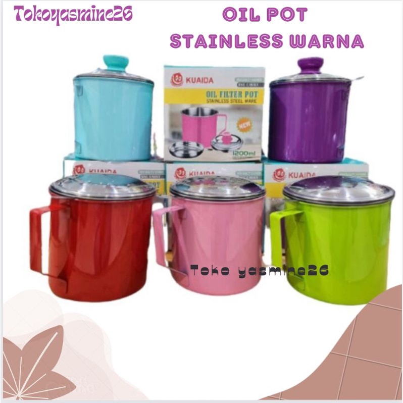 OIL POT ROYAL WARNA KUAIDA 1200 ML/WADAH MINYAK  + SARINGAN