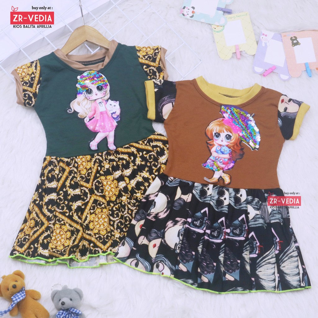 (BISA COD) Dress LED DOLL uk 1-6 Tahun / IMPORT Baju Anak Perempuan Gaun Pesta Premium Dres Murah