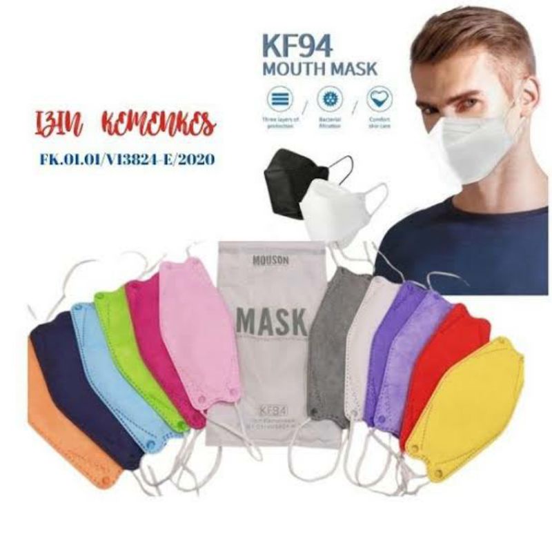 MASKER KF94 10PCS 4PLY WARNA DEWASA 1 PACK ISI 10 PCS WARNA SOFT LEMBUT SACHET PLASTIK ISI 10