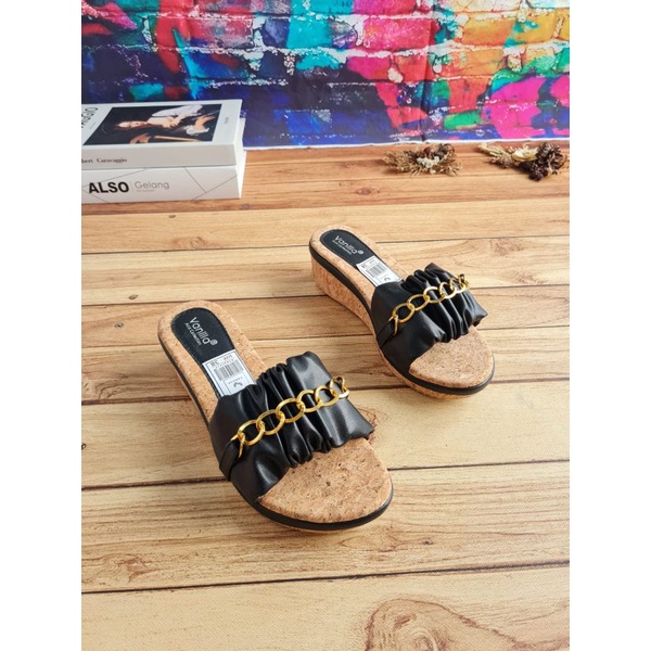 ABBUSHOES Ph 19 wedges kerut rante sol karet 7cm