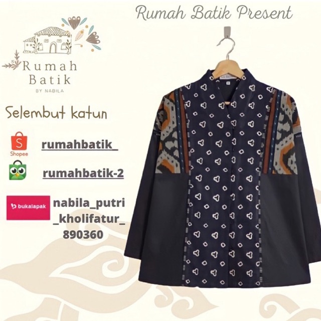 Atasan Batik Wanita Navy