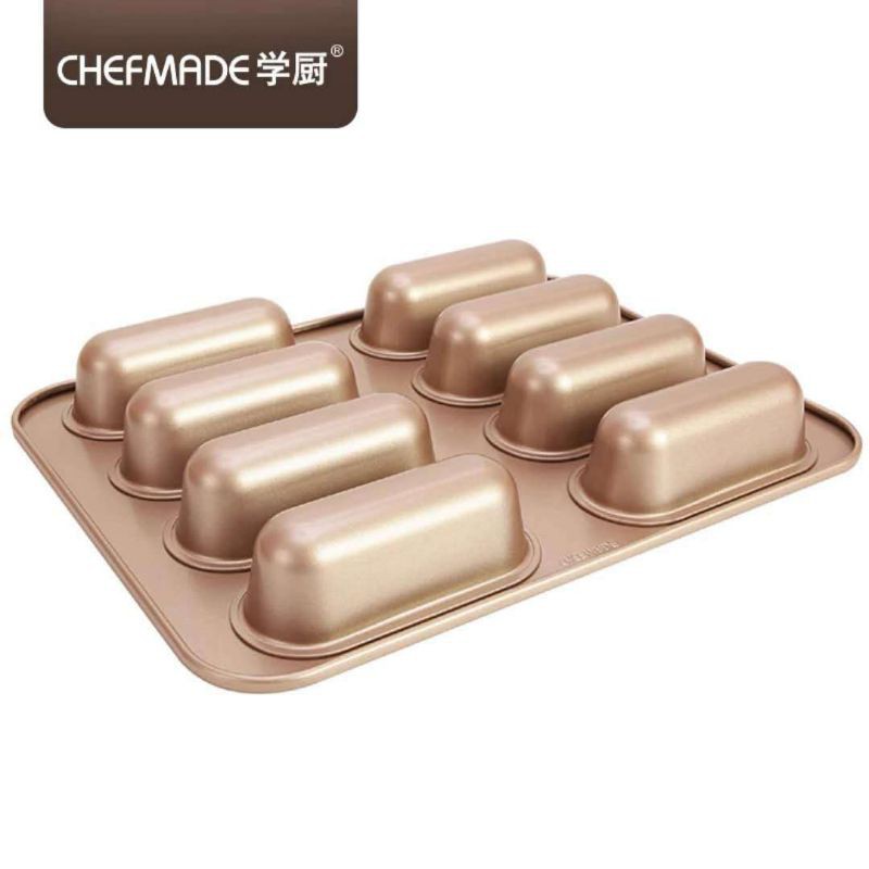 Chefmade WK9145 - 8Cups Non Stick Hotdog Pan / Loyang Hotdog 8cups loaf pan