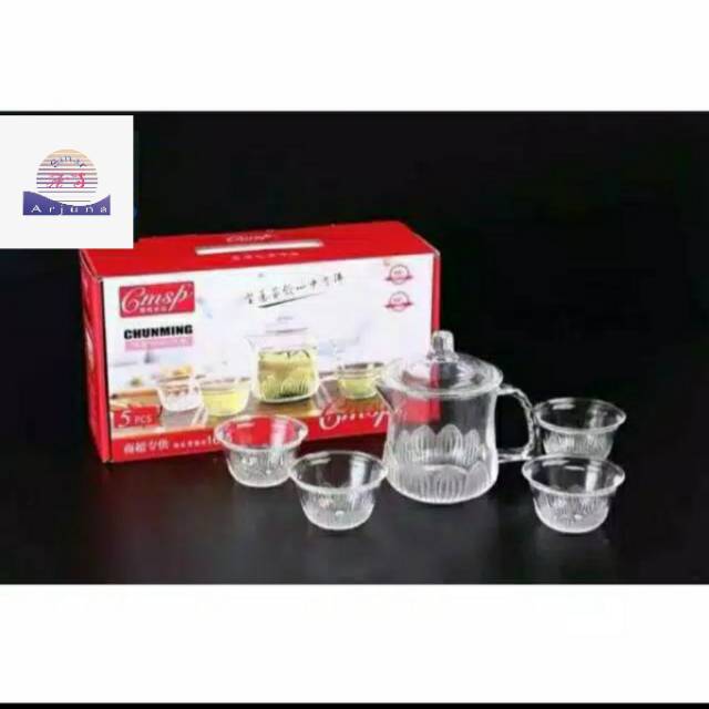 TEKO BELING MINI KACA BATIK SET 1 TEKO DAN 4PCS GELAS MINI