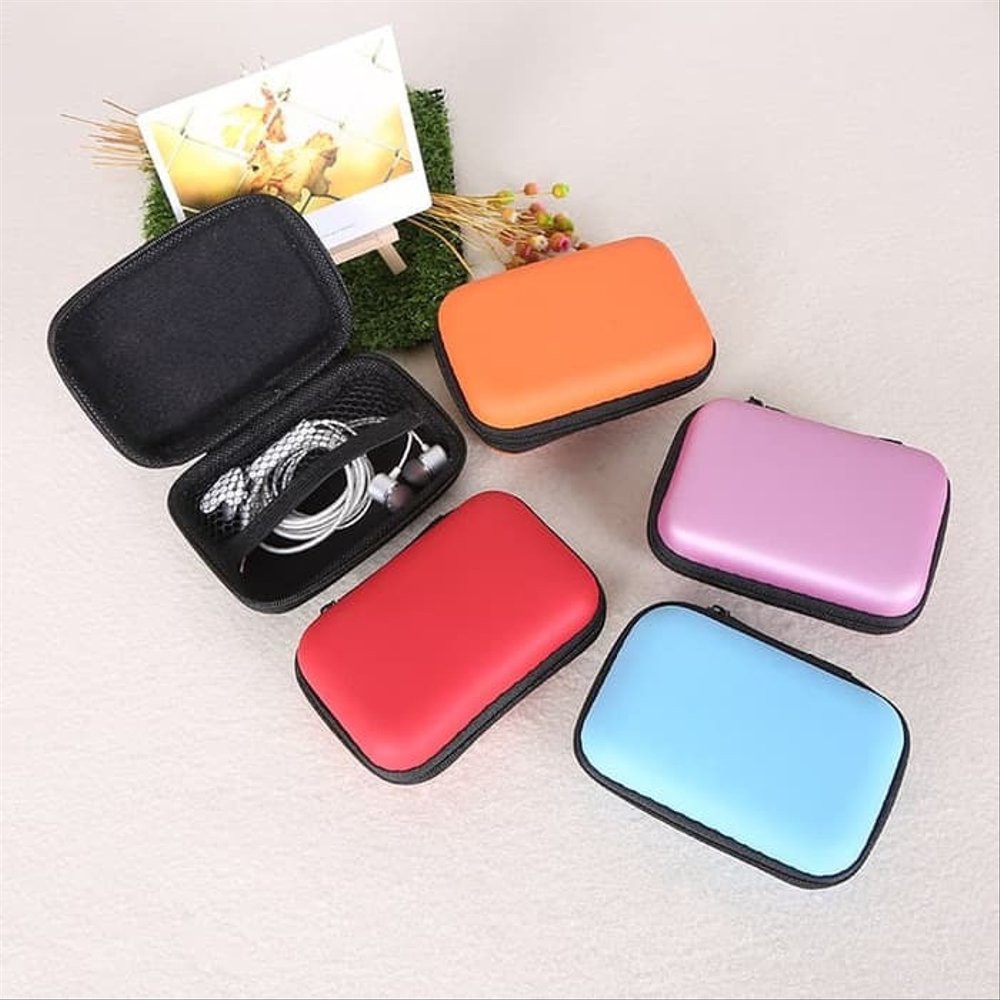 ♫ Megata ♫ A080 Dompet Headset Travel Case Tempat Headset Earphone Case Mini Charge Kotak Headset