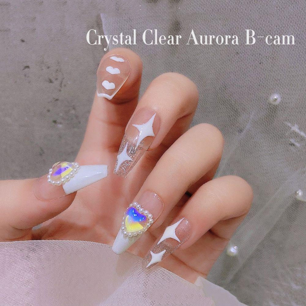 AUGUSTINA Agustinina Nail Art Berlian Flat Bottom Aurora Transparan Kristal Perhiasan DIY Nail Art Alat