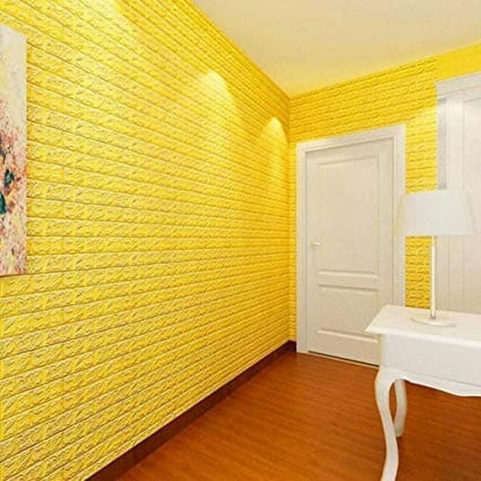 WALLPAPER FOAM 3D WARNA KUNING UKURAN 77 CM X 70 CM