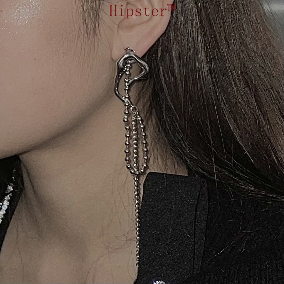 Cold Wind Spider Tassel Asymmetric Design Long Advanced Generous Earrings