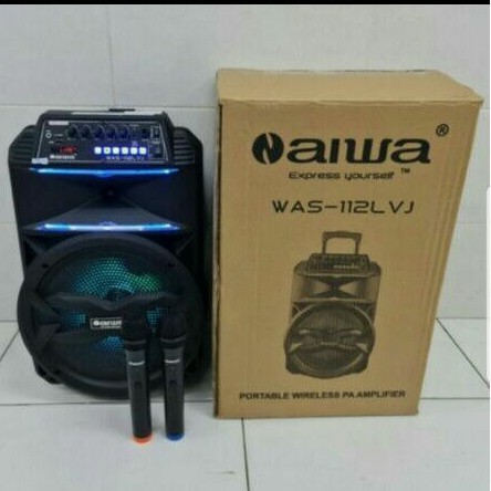 speaker metting wireles portable N AIWA WAS 112LVJ 12inch usb Bluetooth garansi resmi 1tahun