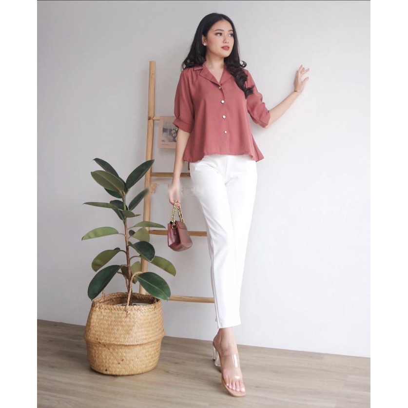 Basic id fashion COD kemeja wanita polos / Blouse wanita dylan