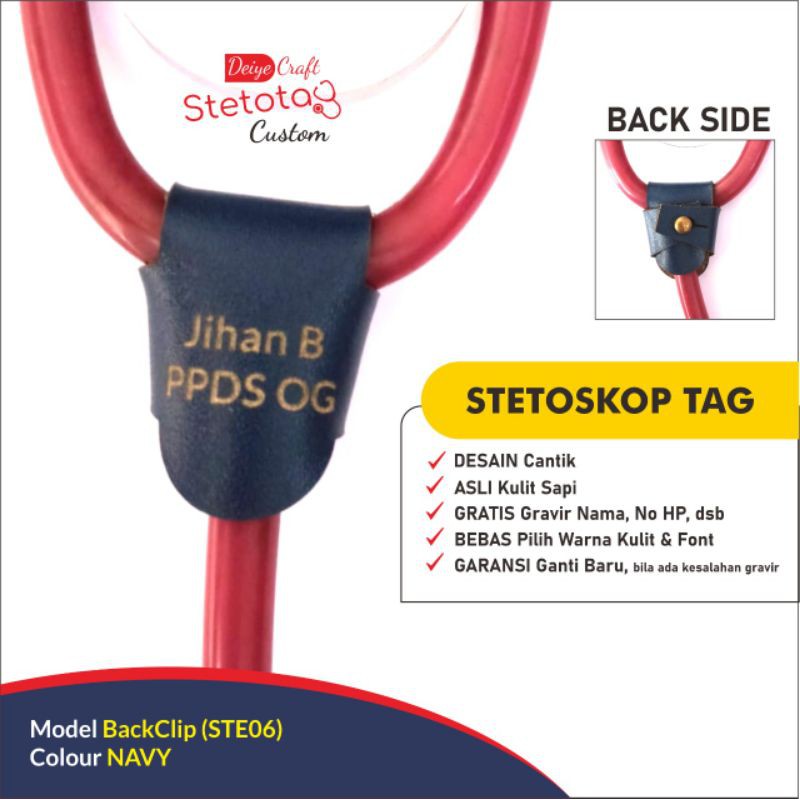 

CUSTOM STETOSKOP TAG Stetostag GRATIS Gravir Nama (Model BackClip)