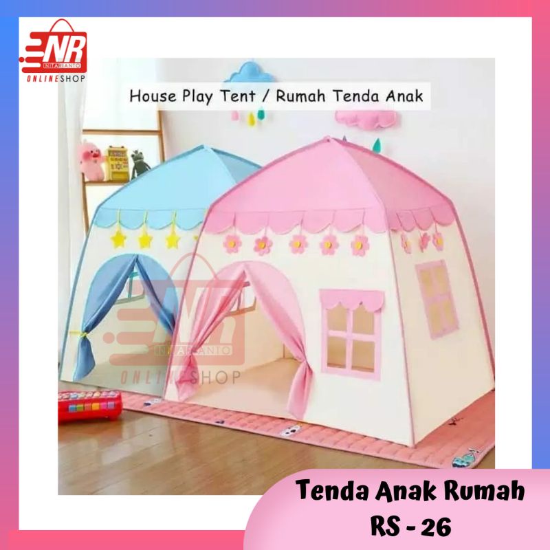 Tenda Anak Model House Rumah Jendela / Tenda Bermain Princess Castle Outdoor Biru dan Pink / Tenda RS 26 / Tenda rumah / Mainan tenda anak