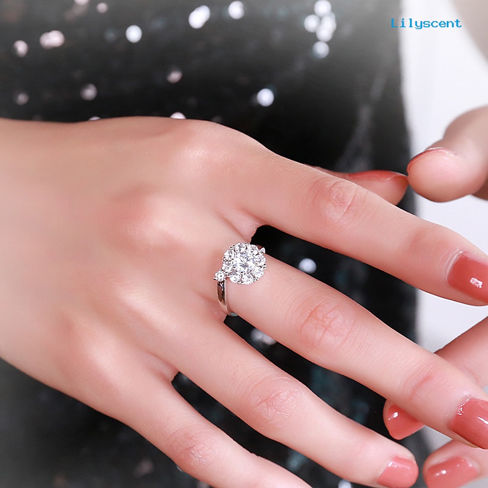 Ls Cincin Wanita Model Terbuka Desain Cubic Zircon Untuk Pesta / Hadiah