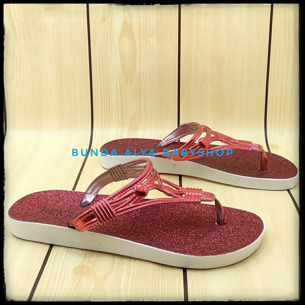 Sendal Jepit Wanita MERAH Size 36 - 40 - Sandal Jepit Perempuan Casual Flat - Sandal Cewek Trendy