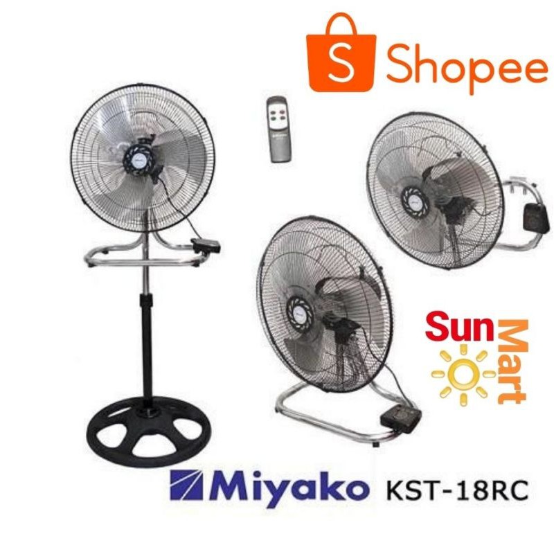 Industrial Fan kipas angin besi Miyako 3 In 1 Plus Remote Miyako KST-18 RC 18 Inch