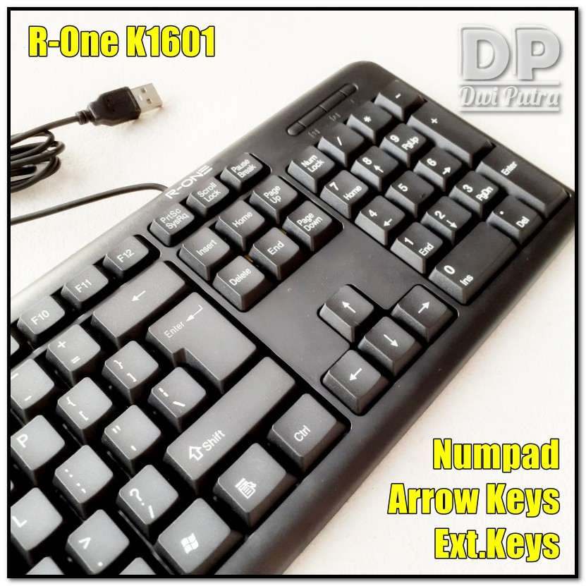 KEYBOARD R-ONE R1601 OFFICE // USB US LAYOUT KEYBORD KANTOR KANTORAN // R-1601 WATER SPILL HOLE