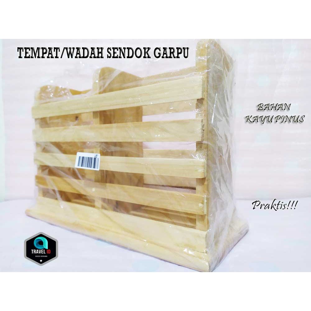 TEMPAT SENDOK GARFU - WADAH SENDOK GARFU - KERAJIANAN TEMPAT/WADAH SENDOK GARFU DARI KAYU FINUS